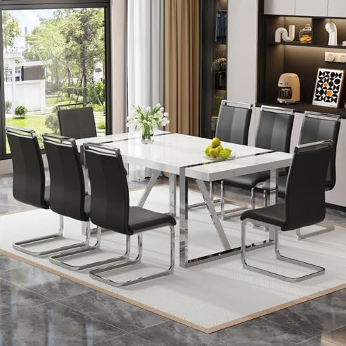 Ebullient Dining Table Set for 8,Modern 9 Piece Dining Room Chairs Set