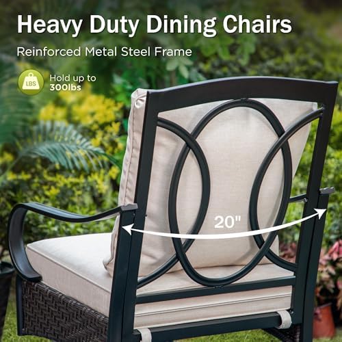 PHI VILLA 9pc Outdoor Dining Set, 57" Square Table, Swivel Wicker Chairs