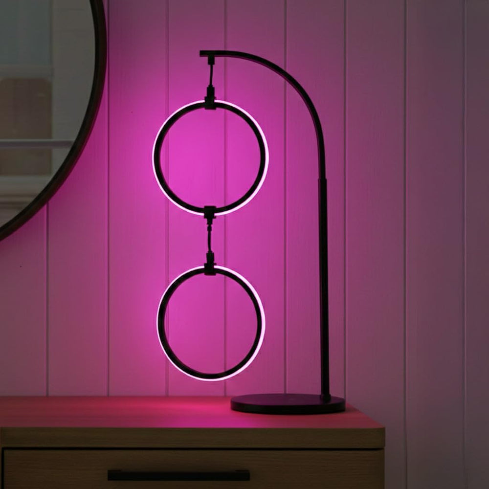 Brightech 2 Ring Lamp - 24" RGB Color Changing LED Table Lamp with 2 Han...
