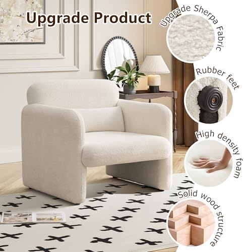33.86" Accent Chairs, Modern Velvet Fabric Arm Chair Comfy Upholstered A...