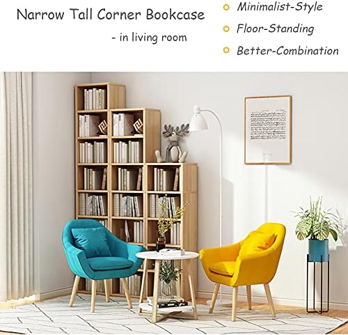 IOTXY Small Narrow Corner Bookcase - 71" Tall Gap Storage Cabinet, White