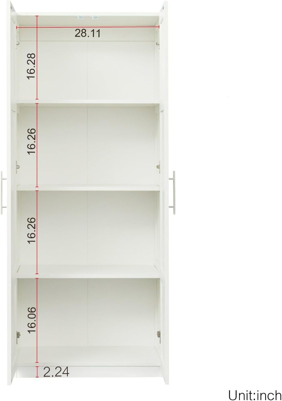 White Pantry Cabinet with 2 Doors and Adjustable Shelves, 70.87" Tall Ki...