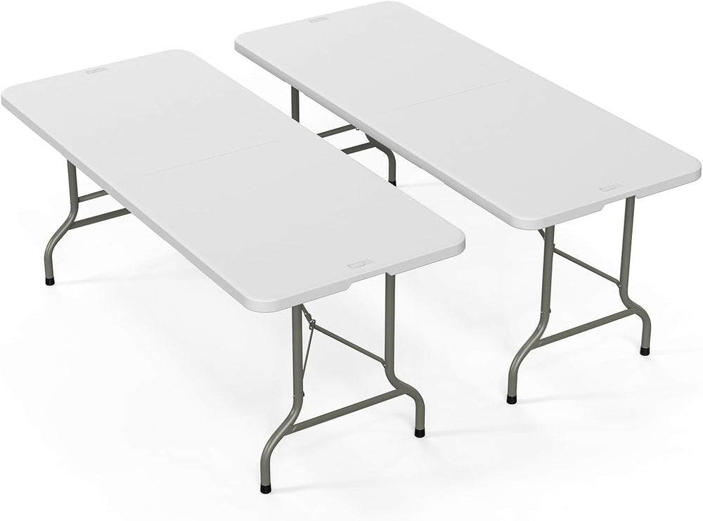 VINGLI 6-Foot Portable Plastic Folding Table,Rectangular HDPE Tabletop Foling...