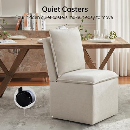 VKNOW Upholstered Dining Chairs Set of 2, Dining Room Chairs with Storage