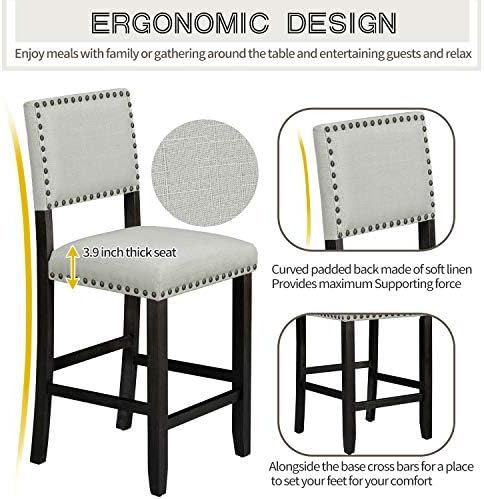 Merax 5 Pieces Counter Height Dining Set, Elegant Wooden Desk and 4 Upholster...