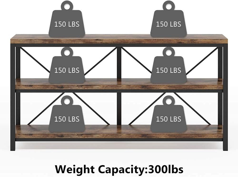 Tribesigns 55 Inches Long Sofa Table with Storage Shelves, 3 Tiers Industrial...