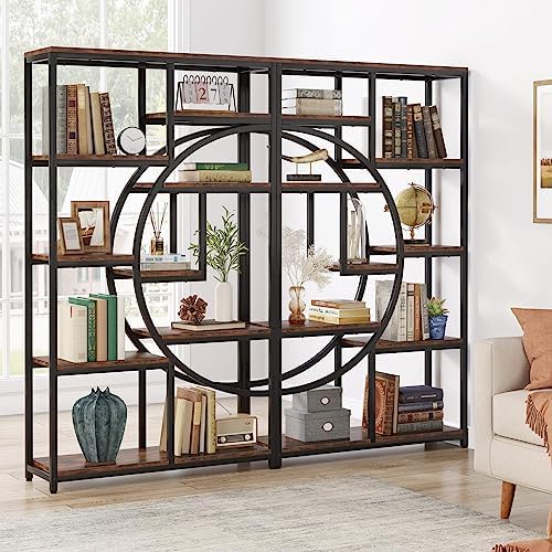 Tribesigns Industrial Bookshelf Bookcase with 9 Open Shelf (Rustic Brown)