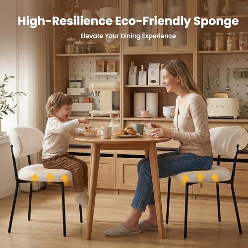 MALOL Dining Chairs Set of 4, Modern Fabric Dining Room Chairs, Beige