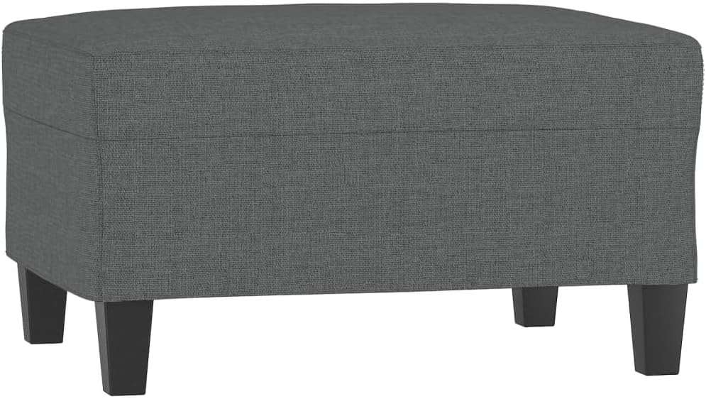 Modern Dark Gray Footstool with Breathable Fabric and Sturdy Plywood Frame, C...