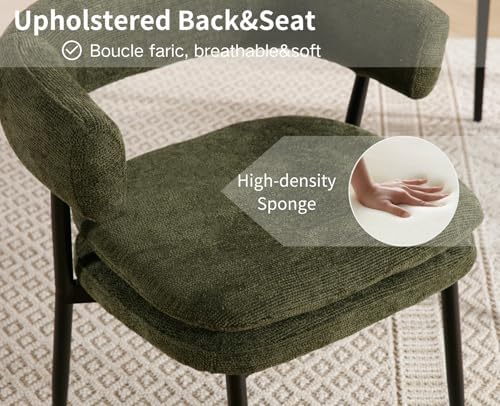 Shunzhi Upholstered Barrel Dining Chairs Set of 2, Olive Green Chenille