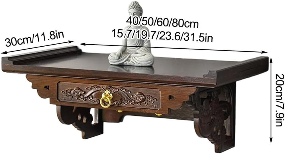 HARELA Buddha Altar Table, Wall-Mounted Personal Shrine Altar Table, Buddhist...