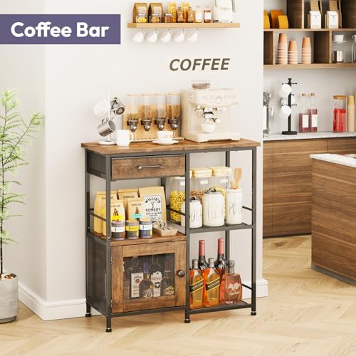 SWTYMIKI Coffee Bar Cabinet for Home - Farmhouse Coffee Stand Station Multi-P...