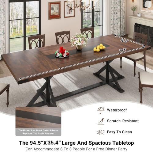 Hlivelood Dining Table for 8 10 People,Rectangular Kitchen Farmhouse Table W/...
