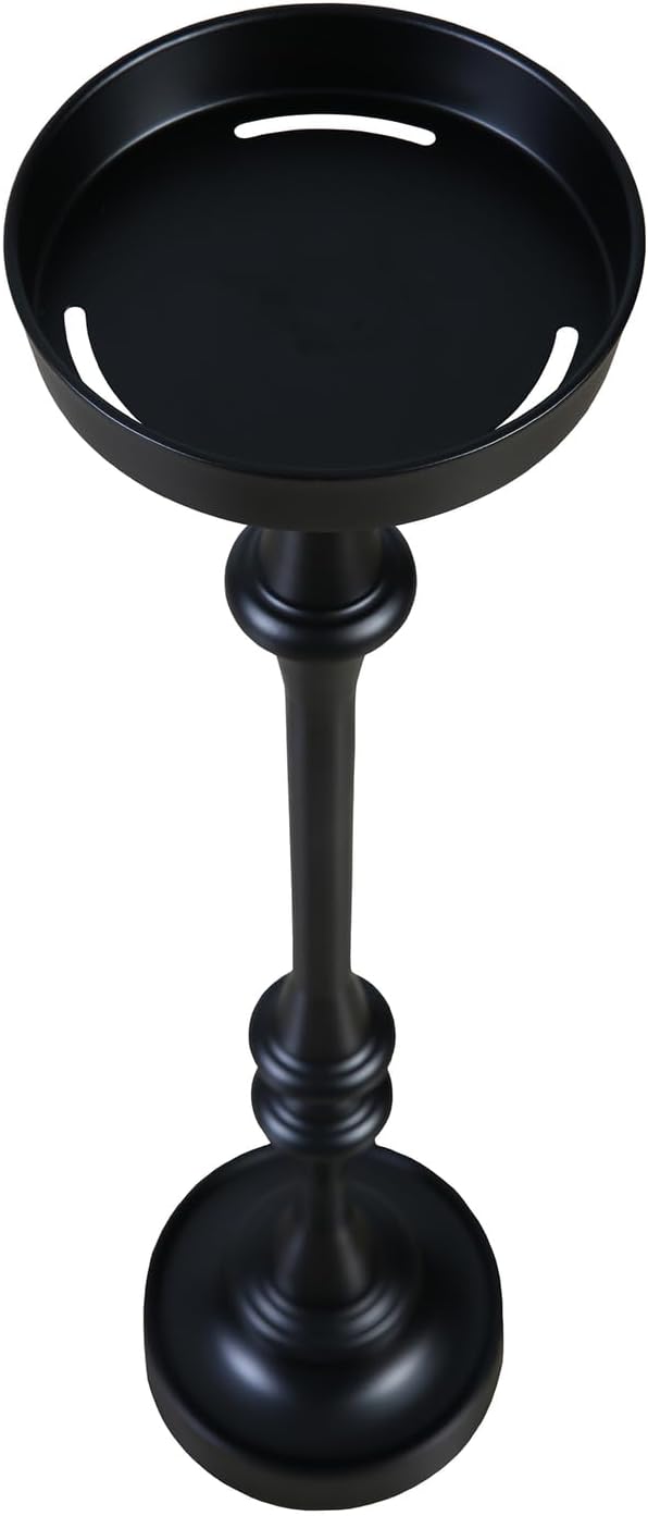 New Ridge Home Goods Round 26in. Steel Martini Side Table, Indoor/Outdoor, Black