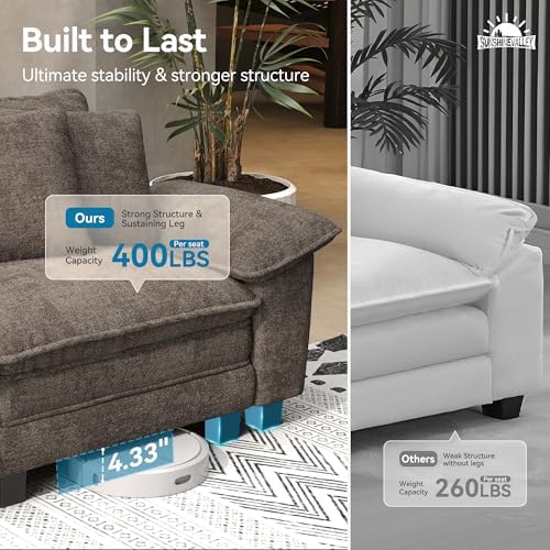 SUNSHINE VALLEY 2-Piece Sofa Set, Loveseat & 3-Seat Couch, Chenille Brown...