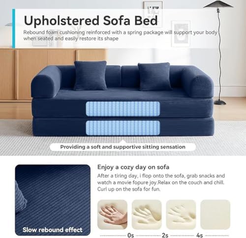 79" Convertible Sofa Bed, Couch for Small Living Room | Corduroy Lovesea...