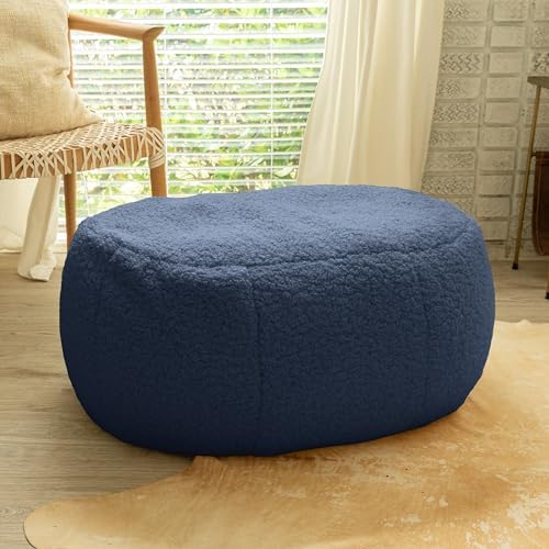 Jaxx Ellis Ottoman Shearling Faux-Lamb Plush Pouf for Modern Interior Design,...
