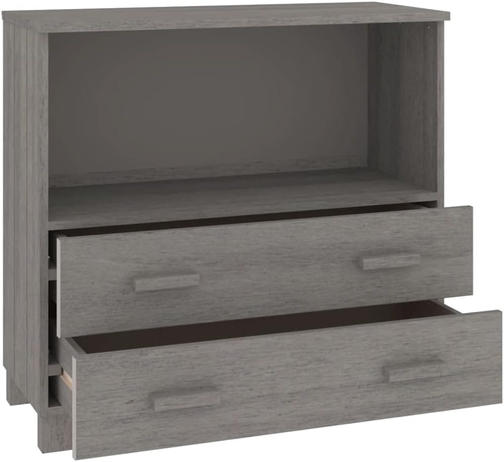 Light Grey Sideboard with Solid Pine Wood and MDF Construction, Modern Storag...