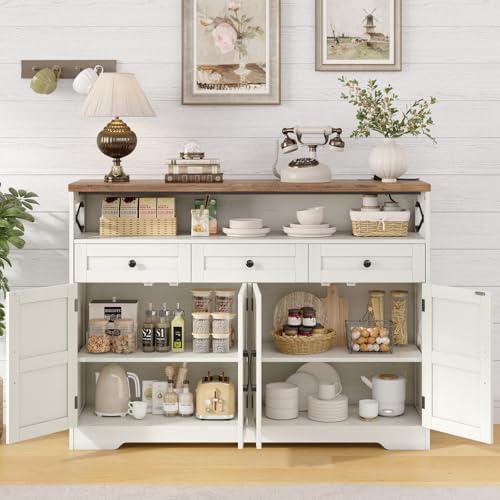 Befrases Farmhouse Sideboard Buffet Cabinet, Barn Doors Storage Cabinet
