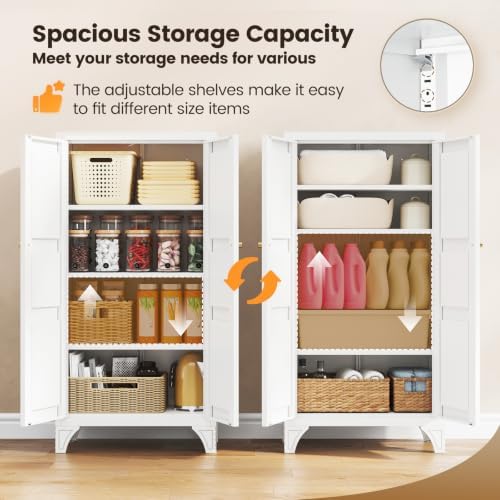 Yizosh Metal Storage Cabinet with 2 Doors and 3 Adjustable Shelves - 47"...