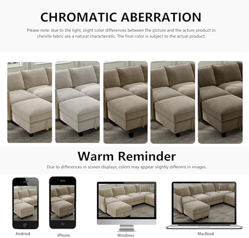 Ihanherry 112" Modular Sectional U-Shaped Sofa, Modern 6-Seat Cloud Couc...