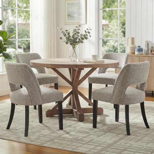 keoni Wooden Dining Chairs Set of 6, Mid Century Modern Upholstered Dining Ro...