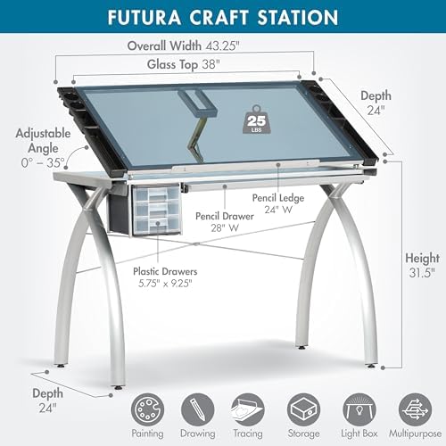 SD Studio Designs 10050 Futura Craft & Drawing Table with Adjustable Temp...