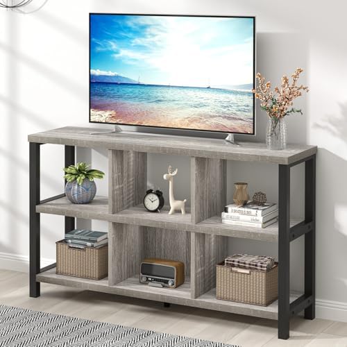 FOLUBAN 6 Cube Storage Organizer with Shelf, Industrial Horizontal Low Cubby ...