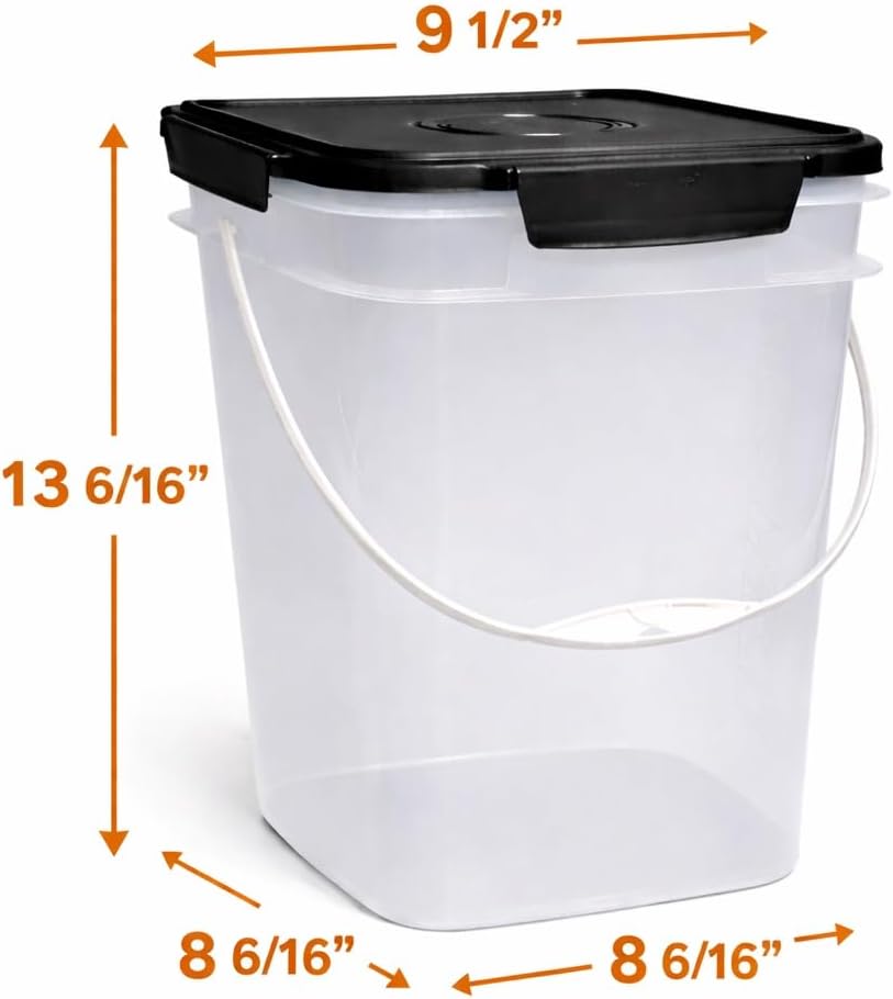 House Naturals 4 Gallon Square Food Grade Bucket Pail with Plastic Handles an...