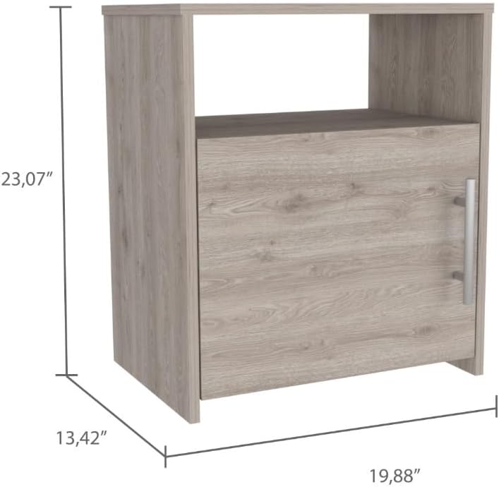 Nightstand, End Table, Side Table One Shelf, Single Door Cabinet, Metal Handl...