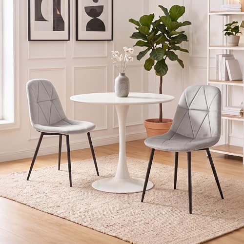 Light Gray Velvet Dining Chairs Set of 4, Modern Upholstered Kitchen & Di...