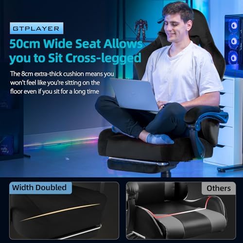 GTPLAYER Gaming Chair Fabric with Pocket Spring Cushion, Big and Tall Gamings...