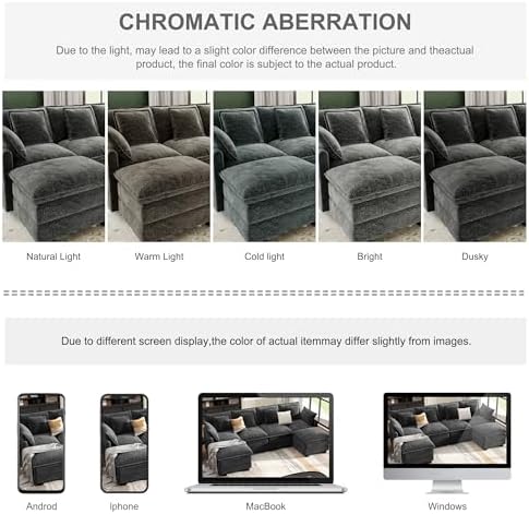 107" Cloud Couch Sectional Modular Sofa, Deep Seat Couches with Ottoman ...