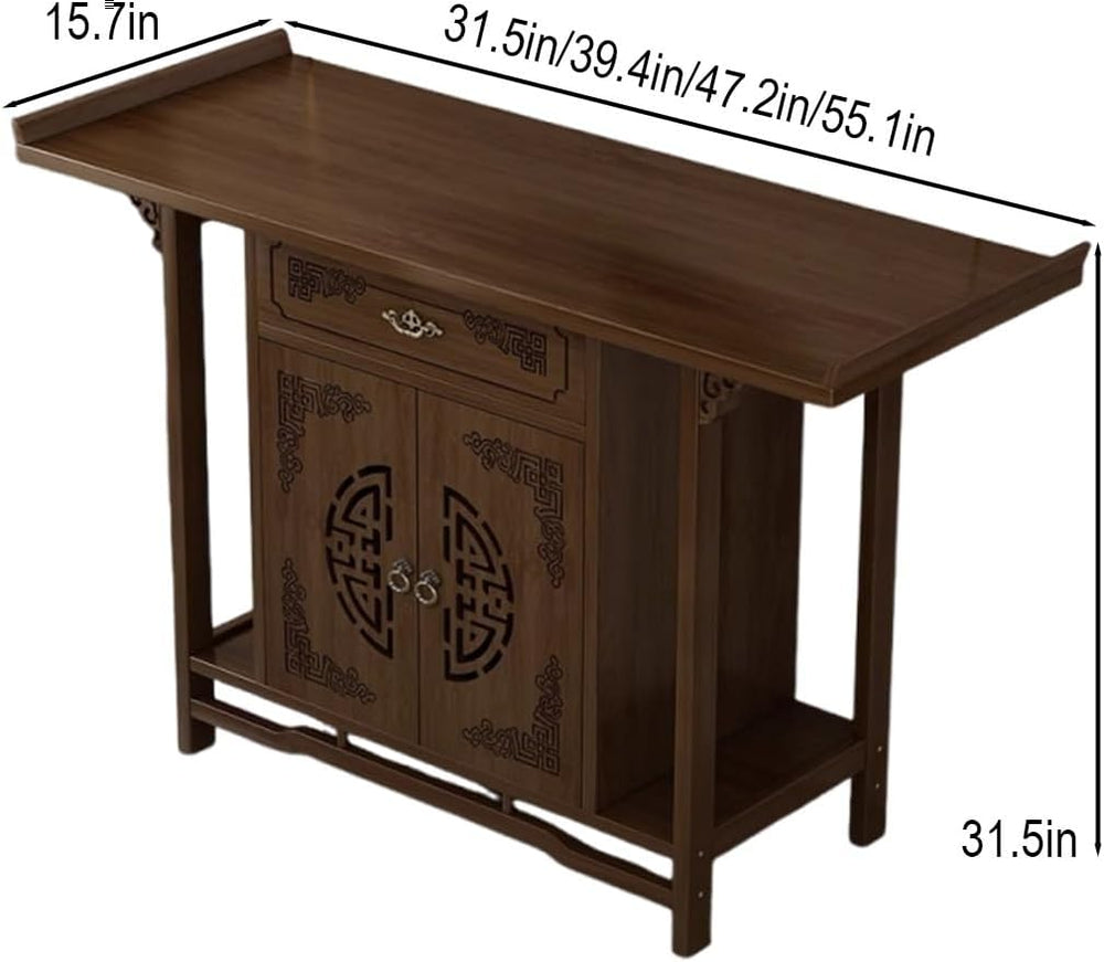 Solid Bamboo Buddha Altar Cabinet, Chinese Cabinet Pedestal Offering Table, P...
