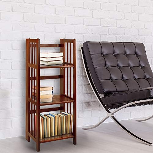 Casual Home Narrow 3-Shelf Folding Bookcase, 14" Wide, Walnut