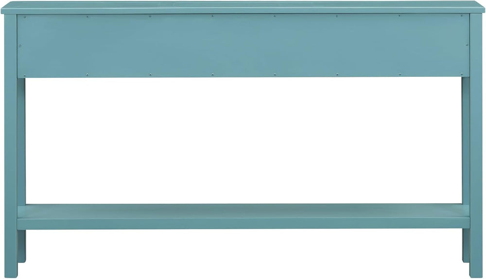 Merax 60" Long Entryway Table with 2 Size Drawers, Turquoise Green | Rus...