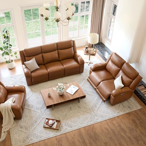 Watson & Whitely Genuine Leather Power Recliner Sofa & Loveseat Set, ...