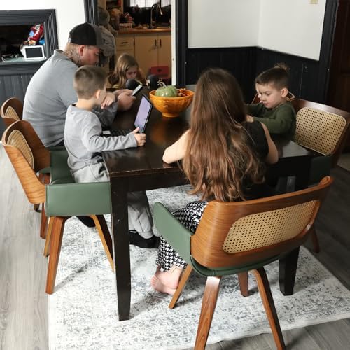 Rattan Dining Chairs with Arms, Swivel Dining Chairs with Walnut Finish