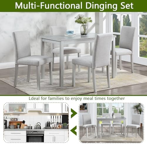 Harper & Bright Designs 5-Piece Dining Table Set with 4 Upholstered Chair...