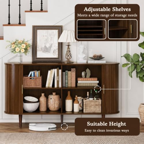 DHH Sideboard Buffet Cabinet with Storage,Mid Century Modern Fluted Accent Co...