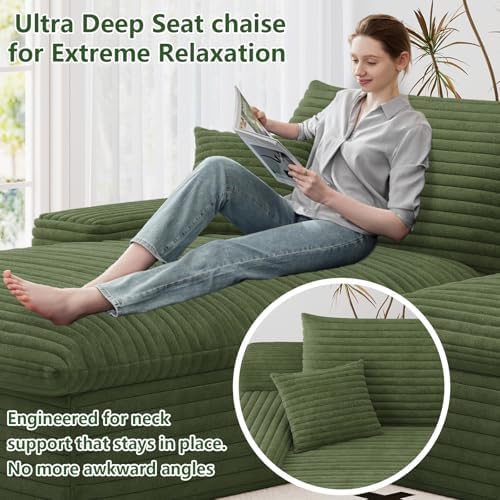 107" Cloud Couch Modular Sectional Sofa for Living Room, U-Shape Couch w...