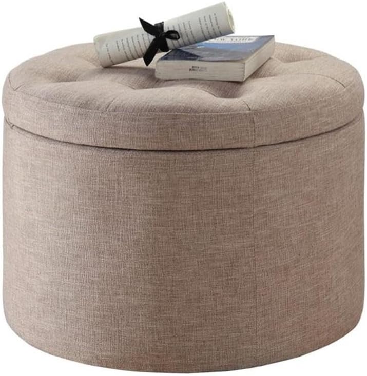 Convenience Concepts Designs4Comfort Round Shoe Ottoman, Tan Fabric