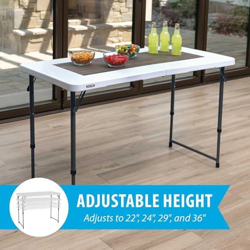 LIFETIME Fold-in-Half Adjustable Folding Table, 4-Foot