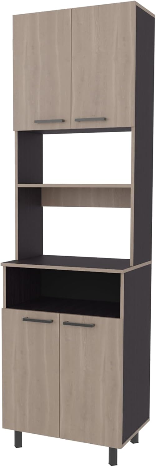 Kitchen Pantry with Open Storage and 4 Doors,for Kitchen