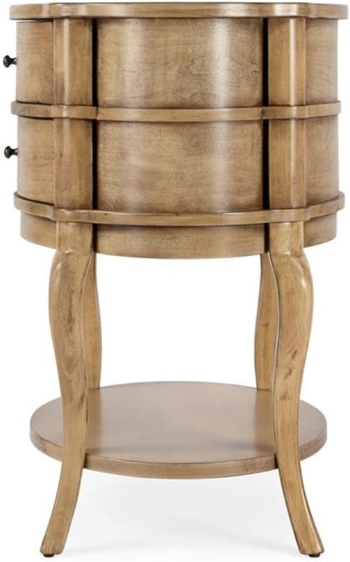 Beaumont Lane Oval 2-Drawer Side Table, Antique Beige Finish, Poplar Hardwood...