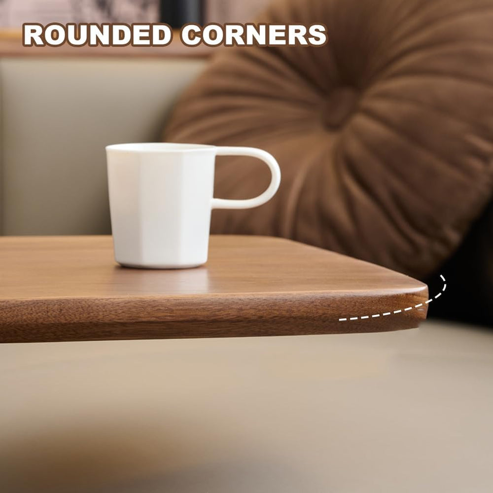 Solid Wood Side Table with Sturdy Base, C Shaped End Table for Couch,Couch Ta...