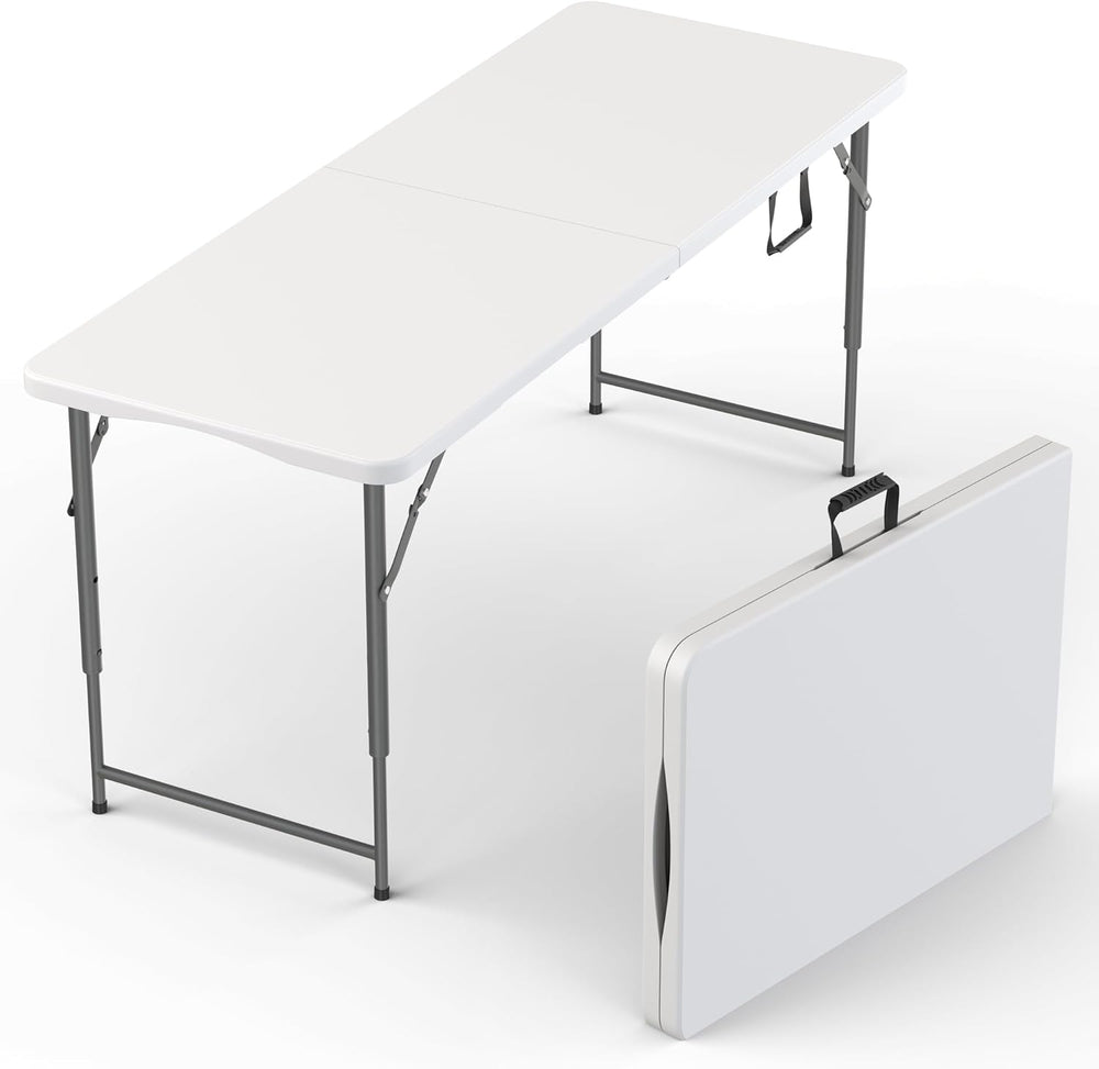 5.5 Feet ADJUSTABLE Foldable Table with Built in Handle & Steel Legs | 5....