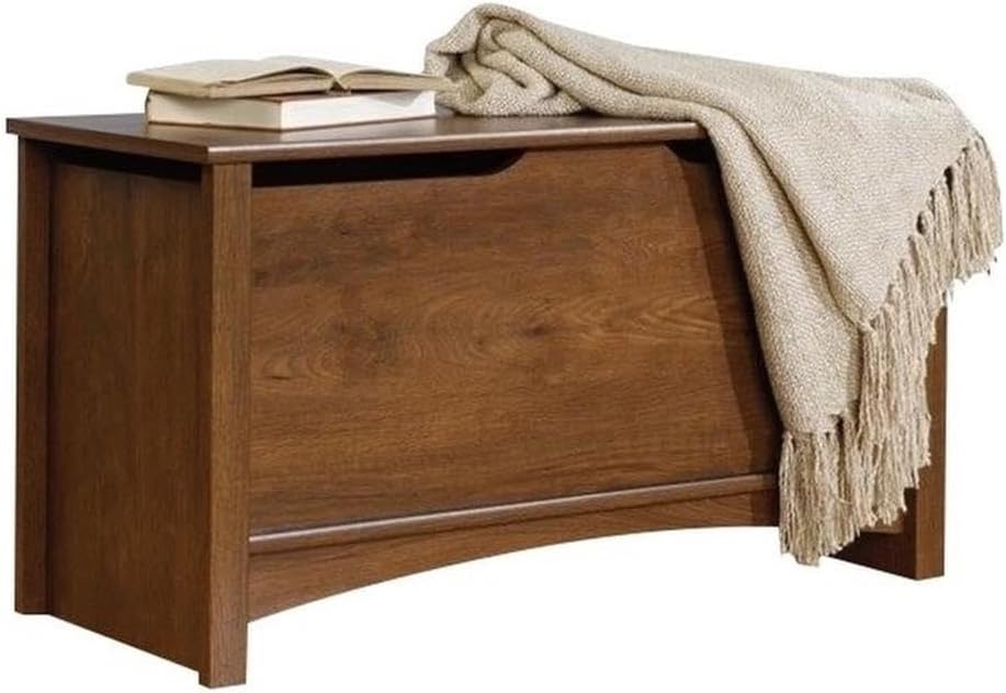 Pemberly Row Farmhouse Engineered Wood Storage Chest, Oiled Oak Finish, 35.25...