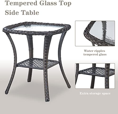 Belord 5 Piece Wicker Patio Furniture Set, Outdoor Swivel Rocker Chairs Set o...
