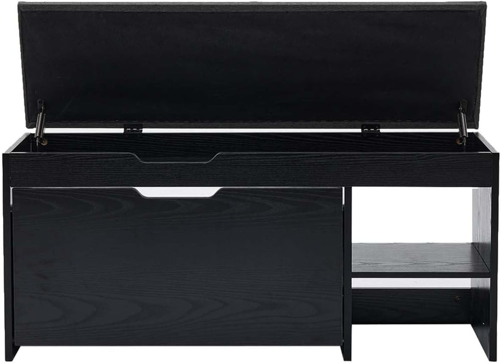 Shoe Storage Bench with a Flip Drawer, Entryway Bench with Removable Cushion,...
